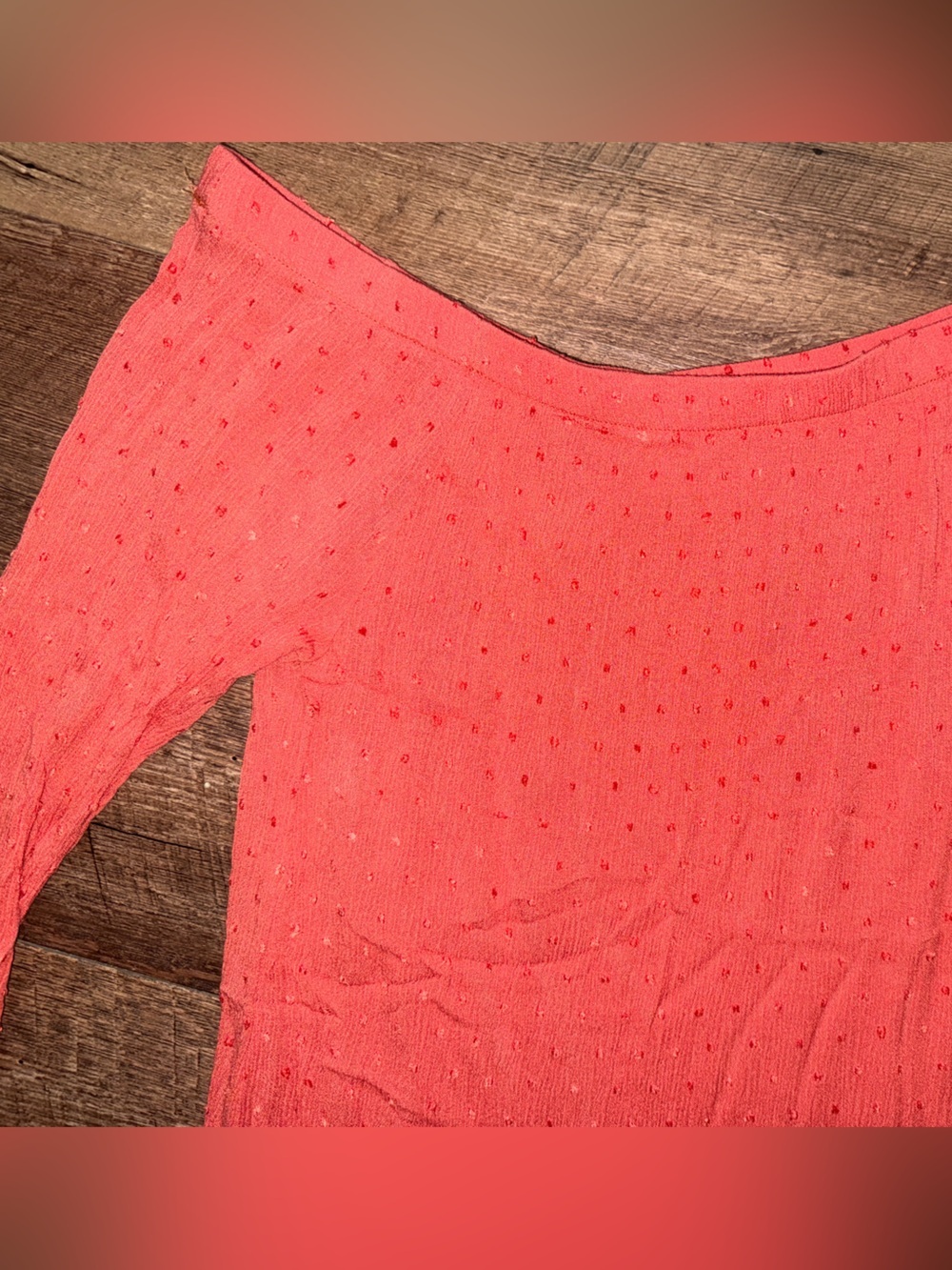 Kaileigh Coral Off-Shoulder Eyelet Sleeves Top - Picture 5 of 6